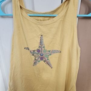 Life Is Good Women's Starfish Graphic Tank Top - Light Yellow
